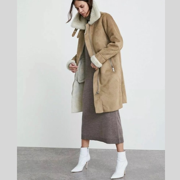 ❤️ ♥️ LAST size M ♥️ ❤️ NWT ZARA FAUX SUEDE LONG BIKER JACKET - Picture 10 of 14